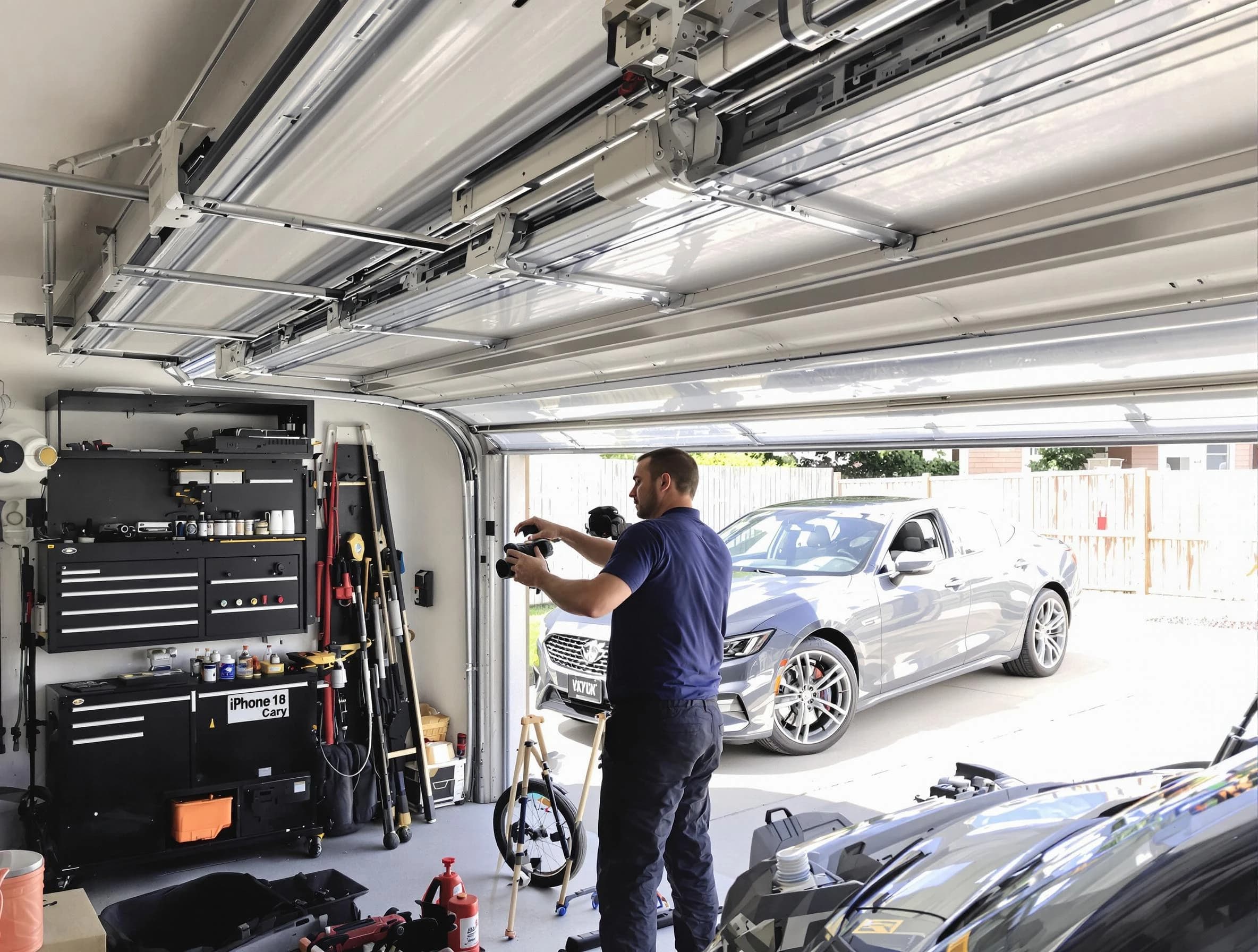 Tempe Garage Door Repair technician fixing noisy garage door in Tempe