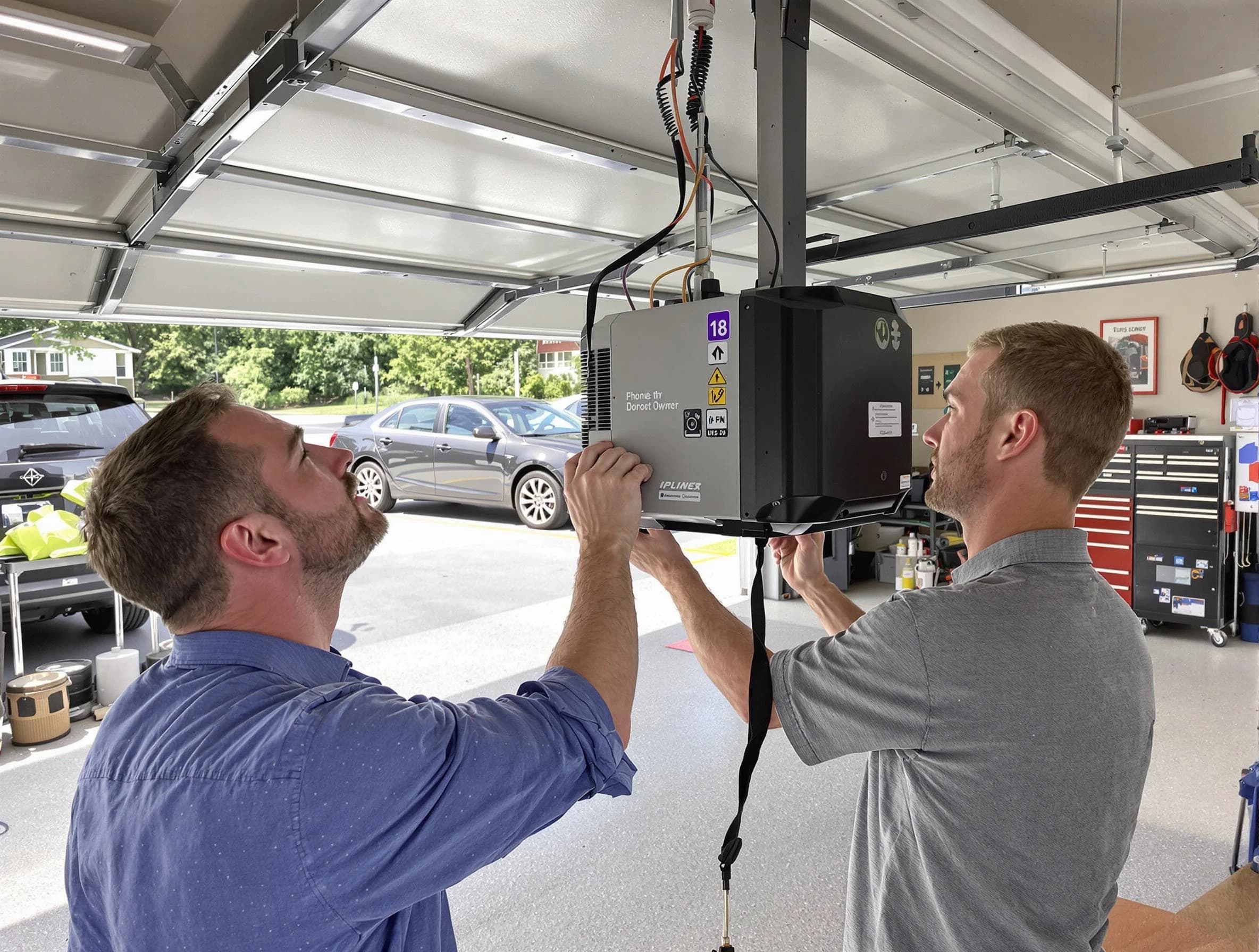 Tempe Garage Door Repair technician installing garage door opener in Tempe