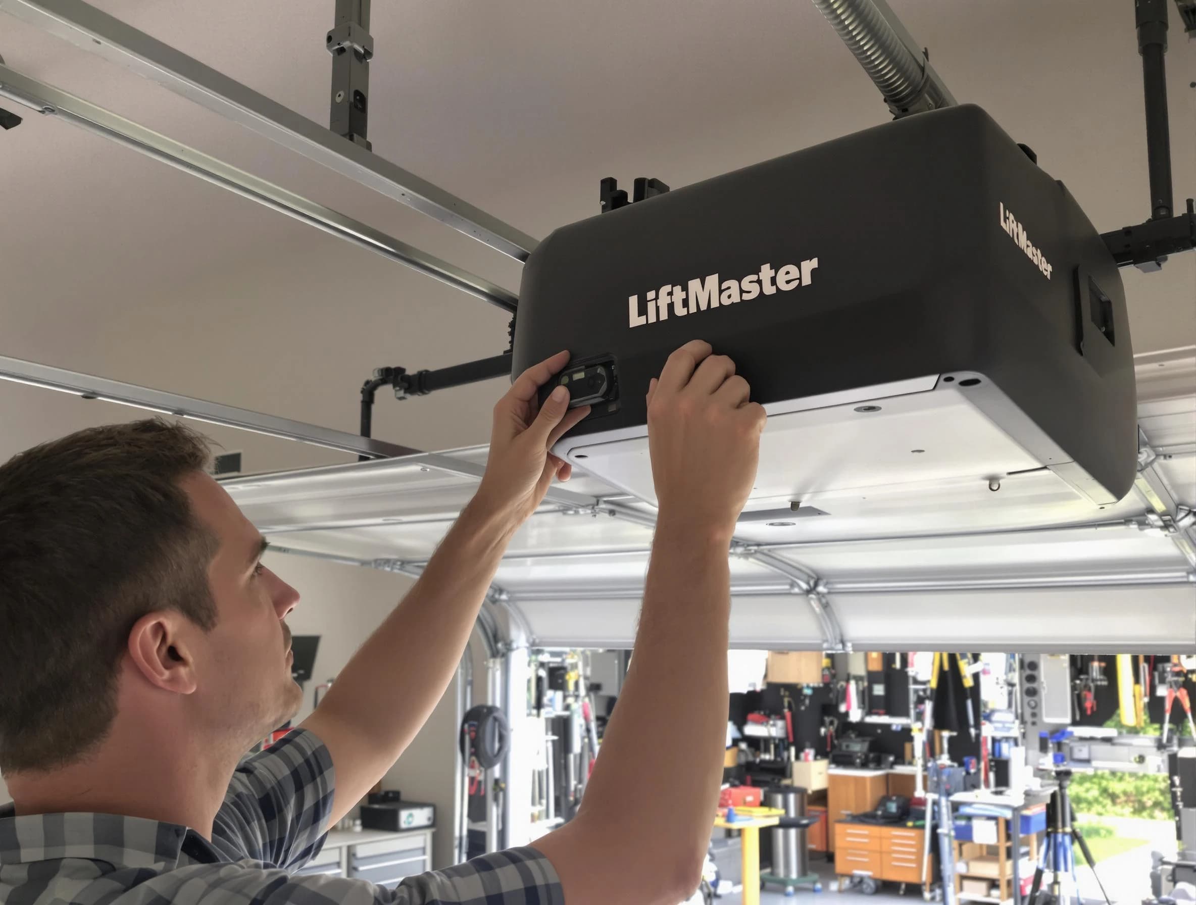 Tempe Garage Door Repair technician repairing garage door opener in Tempe