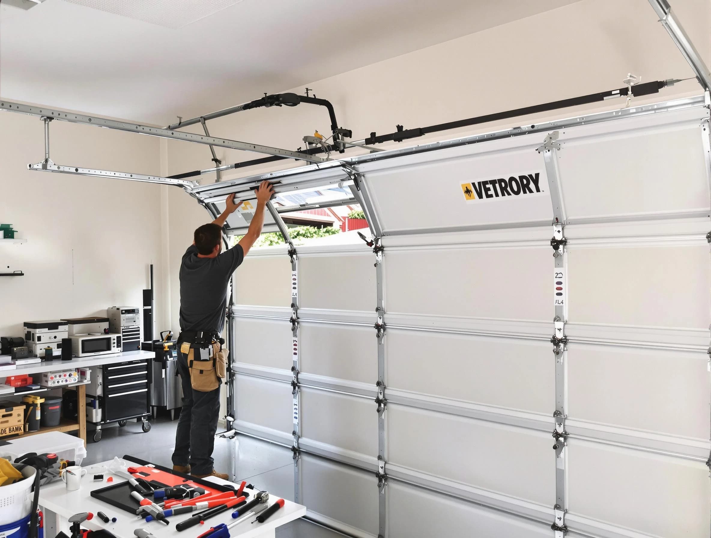 Tempe Garage Door Repair technician performing section replacement in Tempe