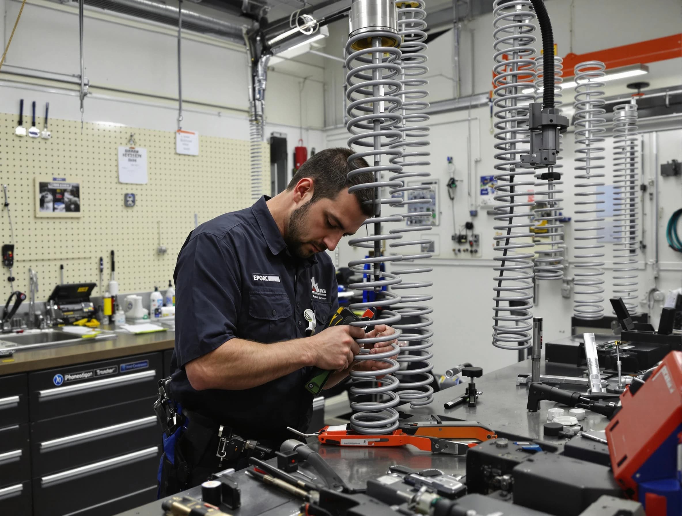 Tempe Garage Door Repair technician performing spring repair in Tempe