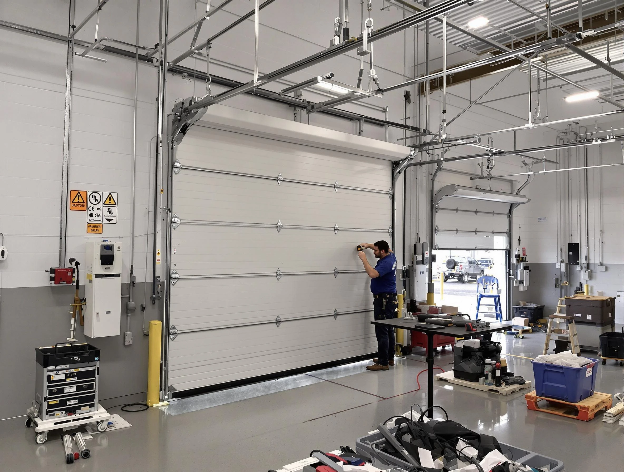 Commercial garage door repair being performed by Tempe Garage Door Repair expert in Tempe