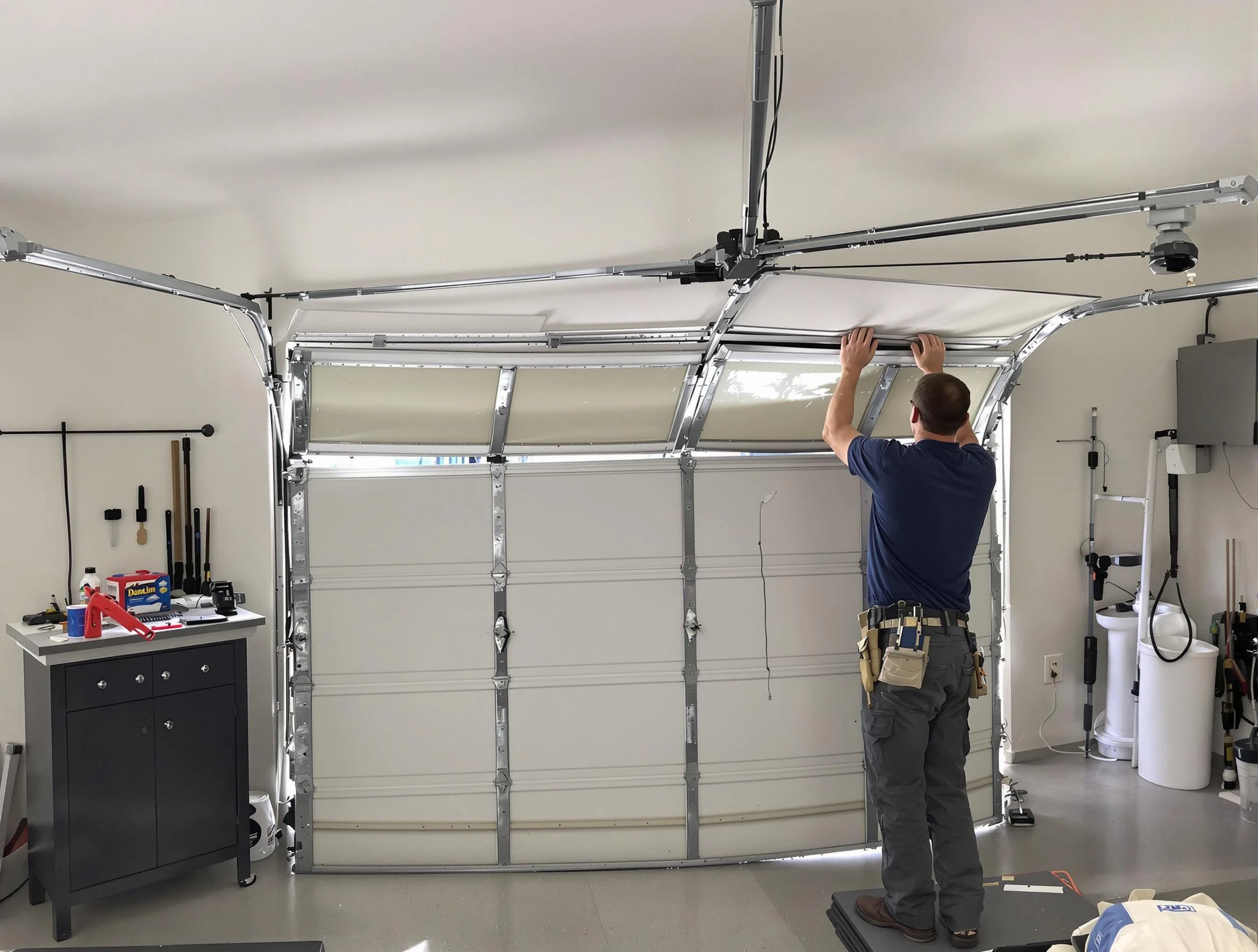 Tempe Garage Door Repair specialist performing precise section replacement on Tempe garage door
